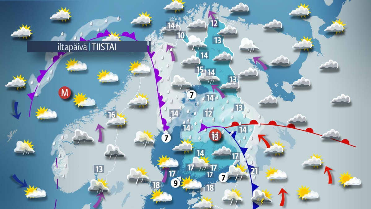 tiistain sääkartta