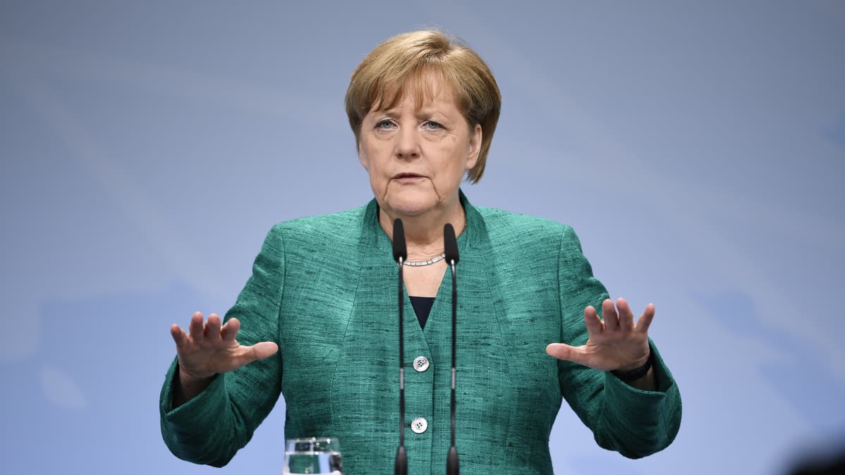 Saksan liittokansleri Angela Merkel puhui lehdistölle G20-kokouksen päätteeksi Hampurissa 8. heinäkuuta.