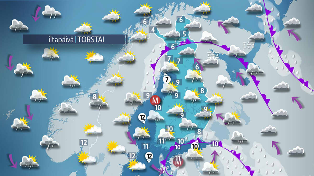 Torstain sääkartta.