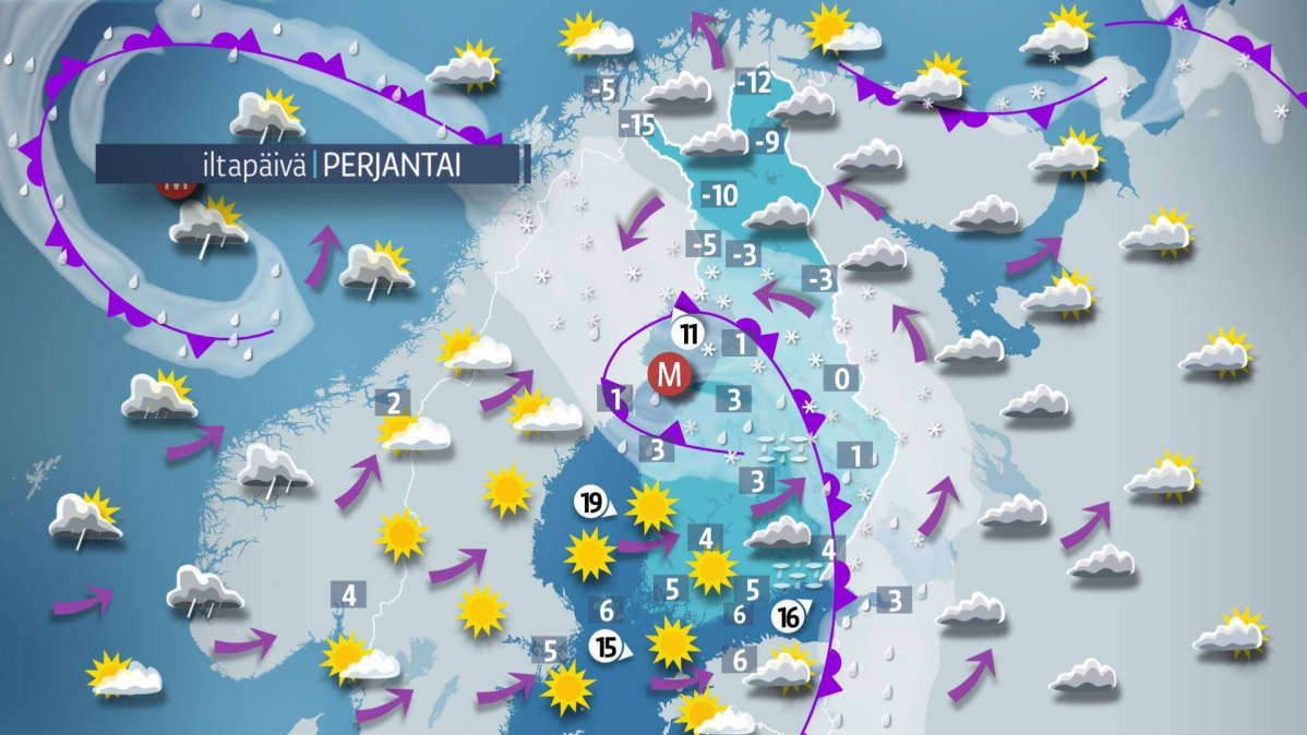 perjantain sääkartta