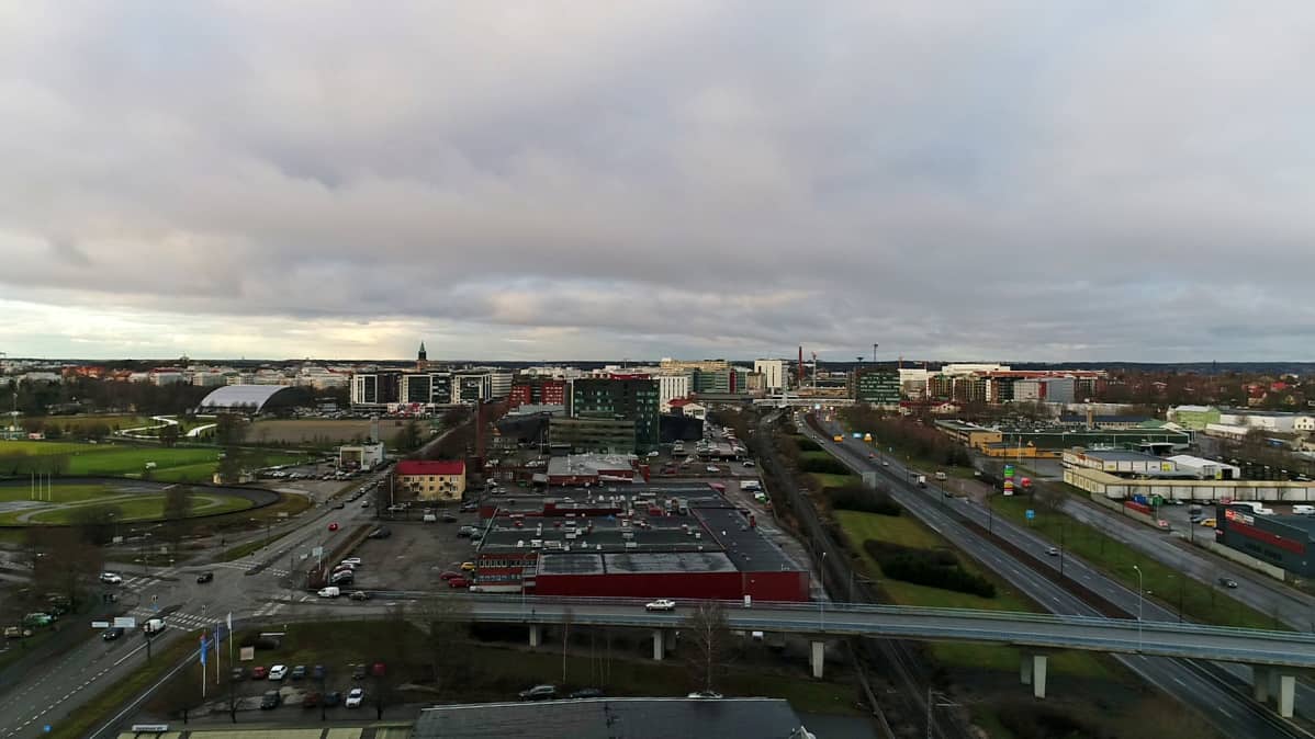 Ilmakuva Kupittaalta ja Itäharjulta