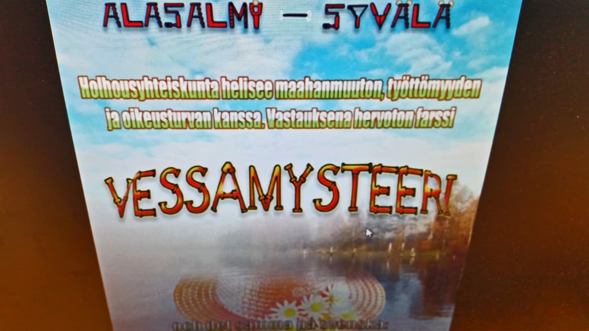 Päivi Alasalmen ja Maria Syvälän (nyk. Asunnan) näytelmän Vessamysteeri juliste.