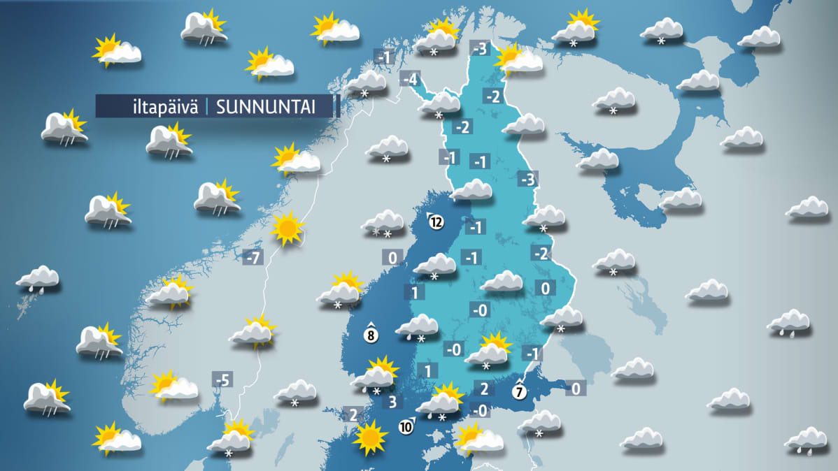 sunnuntain sääkartta