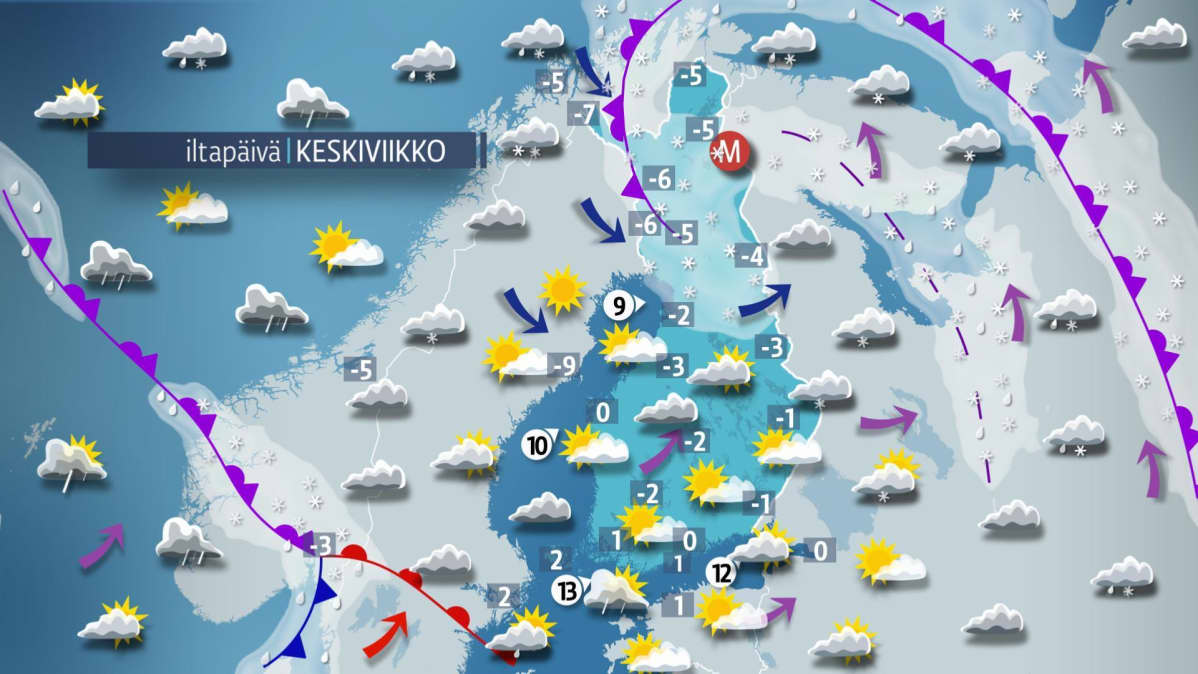 keskiviikon sääkartta