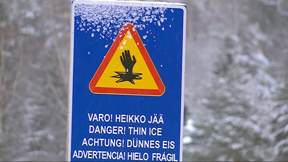varoituskyltti heikot jäät