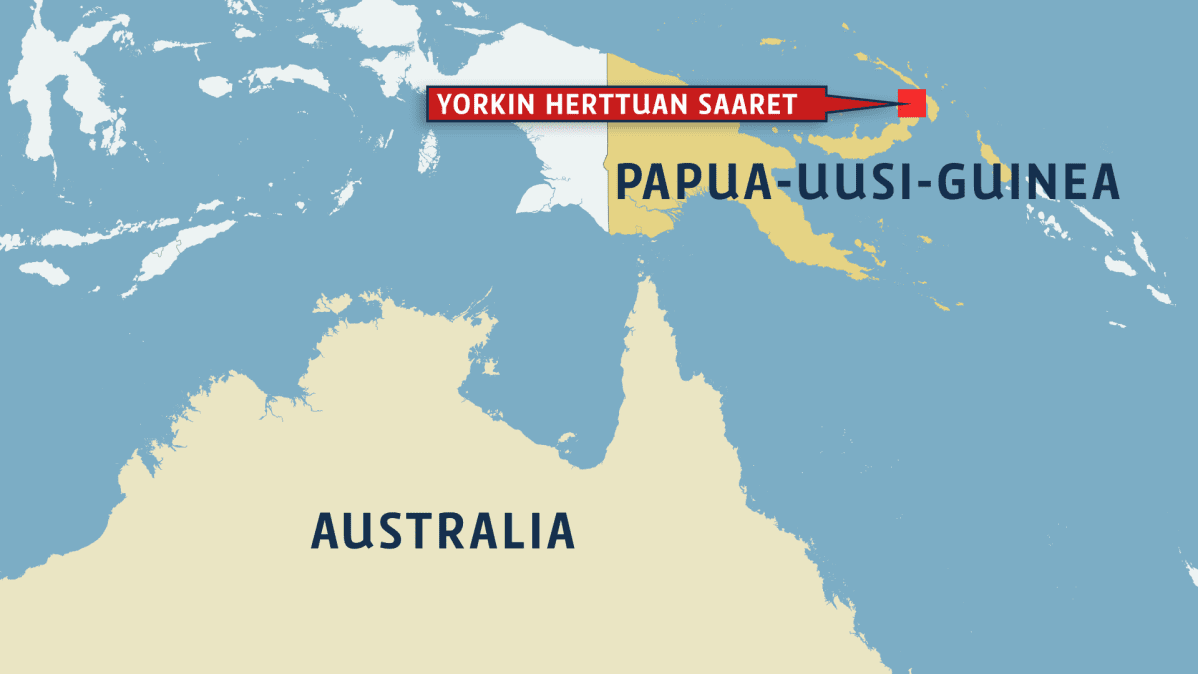 Kartta Yorkin herttuan saarista ja Australiasta.