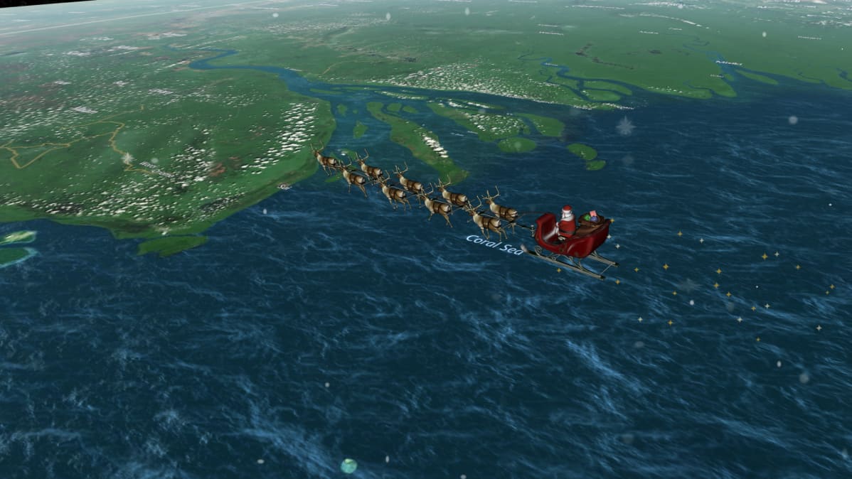 Kuvakaappaus www.noradsanta.org sivulta