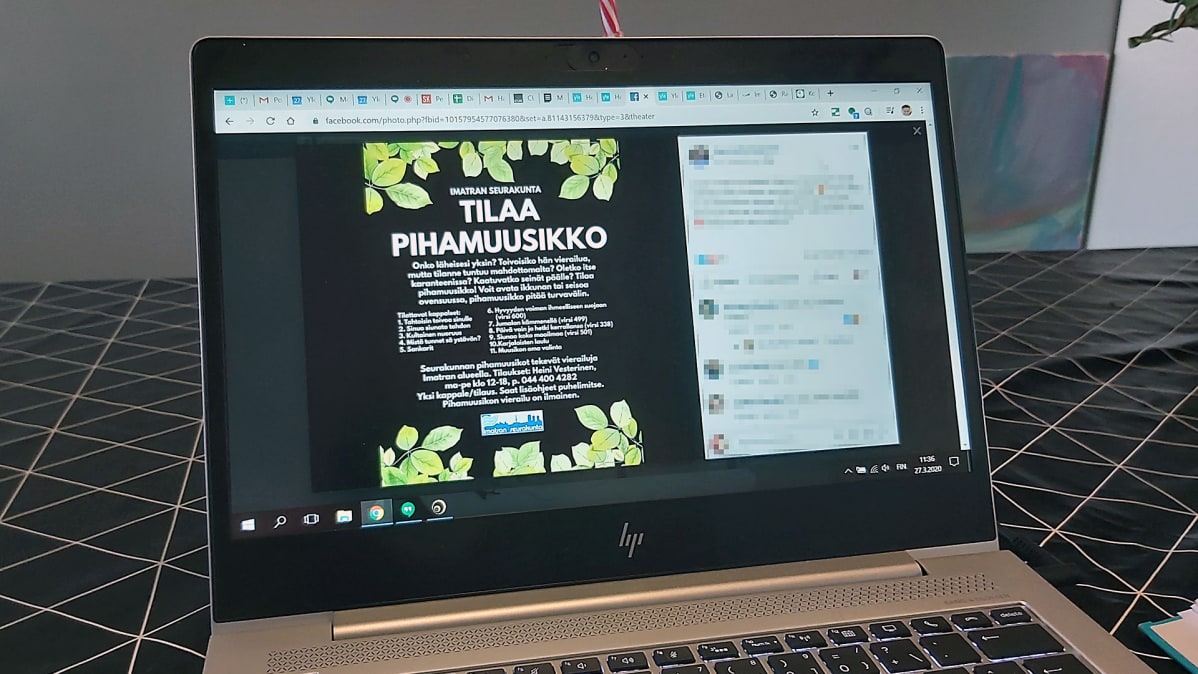 Facebookissa olevassa ilmoituksessa kirkkomuusikko ilmoittautuu piristäjäksi musiikin voimalla korona-arkeen.