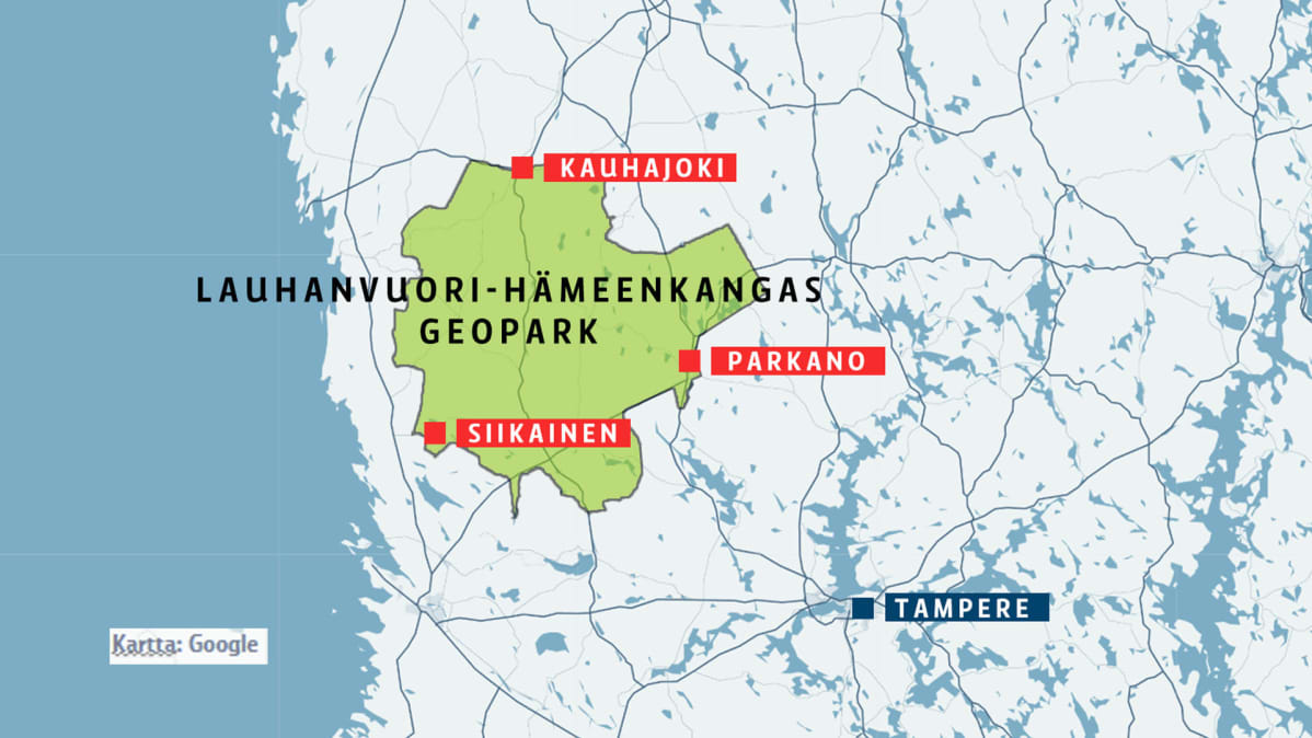 Lauhanvuori-Hämeenkangas geopark, kartta