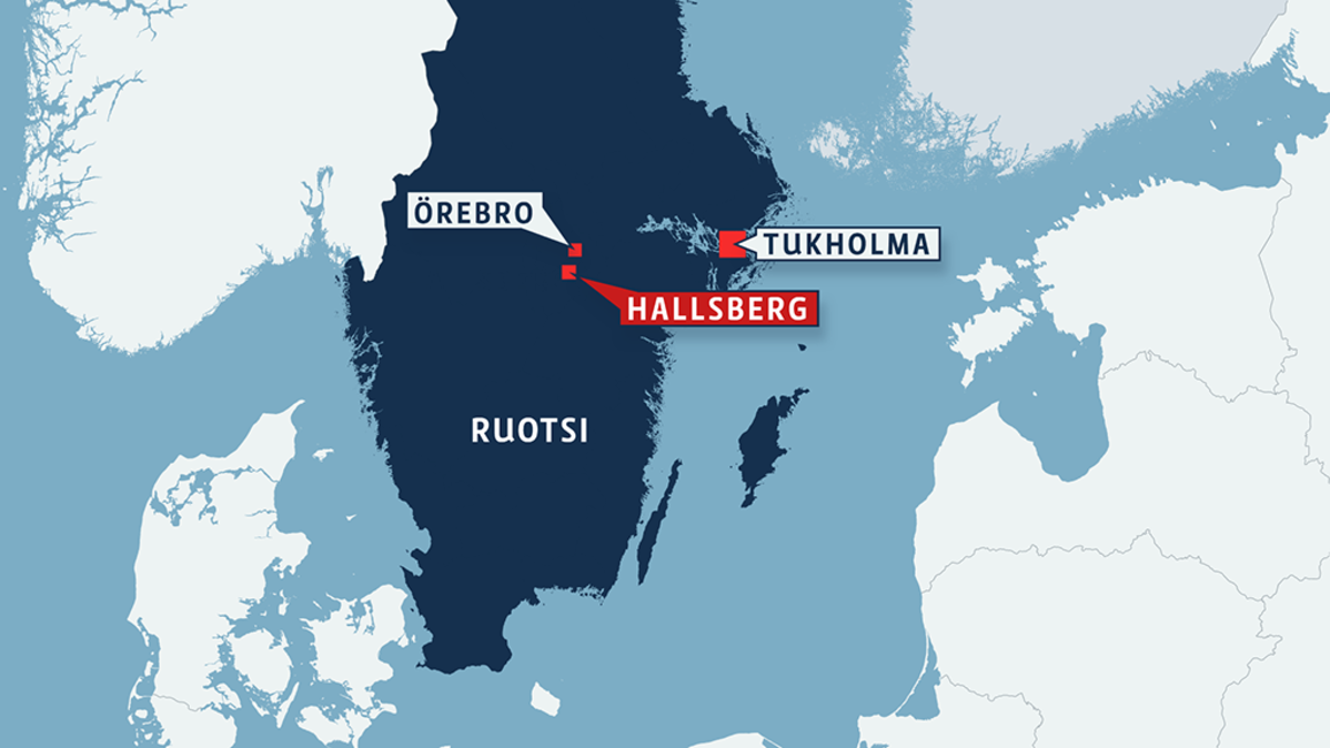 Sweden map with locations in Stockholm, Orebro and Hallsberg.