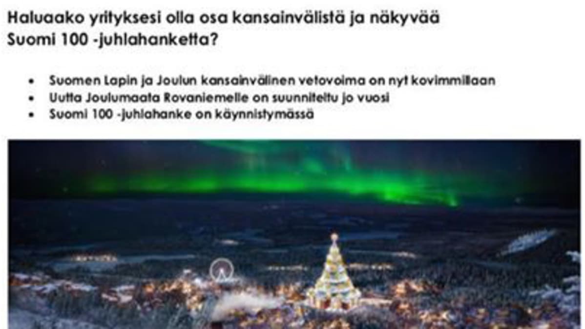 Joulumaata markkoidaan Suomi 100 -hankkeena Napapiirille, Rovaniemelle.