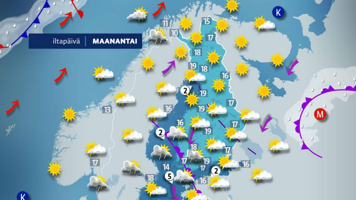 maanantain sääkartta