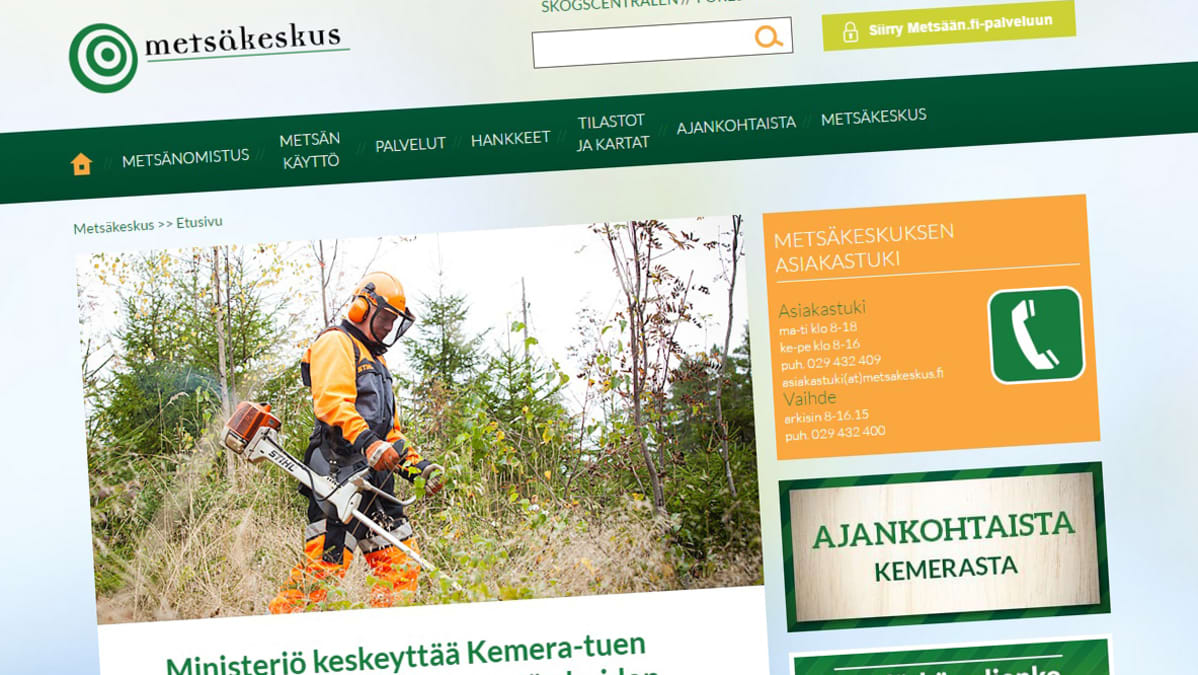 Kuvakaappaus Metsäkeskuksen -nettisivuilta.