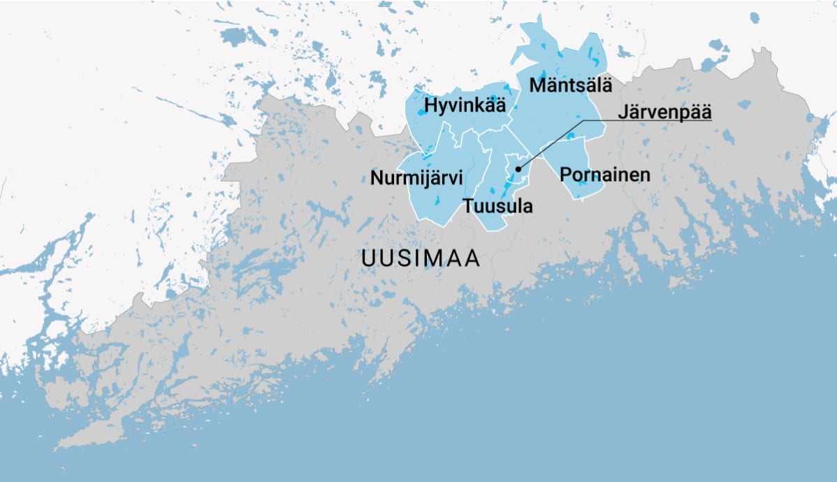 Keski- ja Uudenmaan kartta.