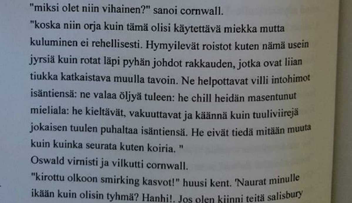 Kuva konekäännestystä Kuningas Lear -ekirjasta