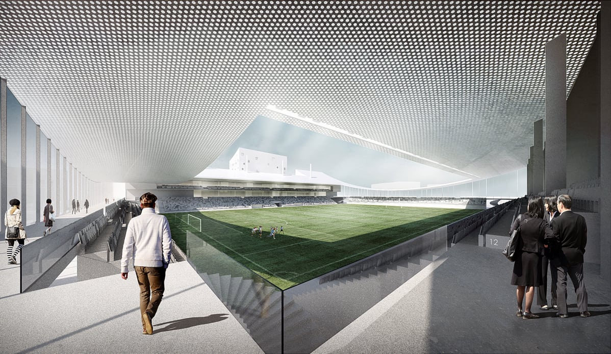 Sisäkuva Tammelan stadionin katsomosta