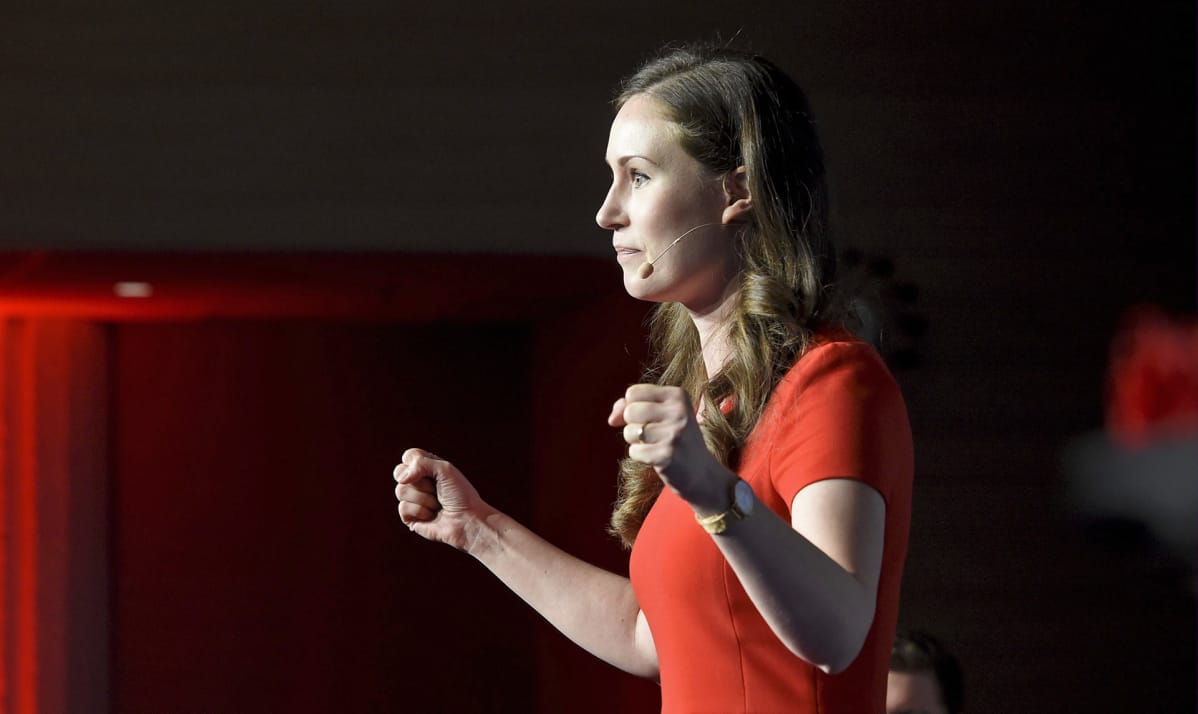 Varapuheenjohtaja Sanna Marin SDP:n eduskuntavaalien kampanja-avauksessa.