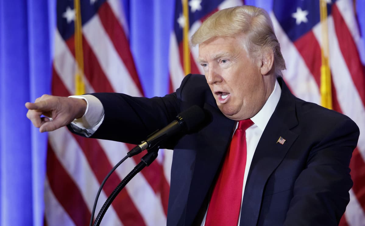 Donald Trump piti tiedotustilaisuuden Trump Towerissa 11. tammikuuta.