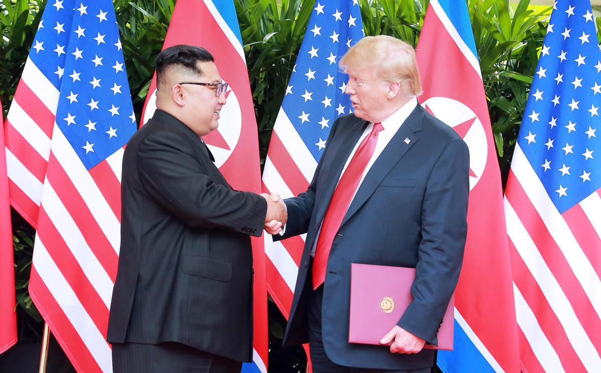Kim Jong Un ja Donald Tump Singaporessa kesäkuussa 2018.