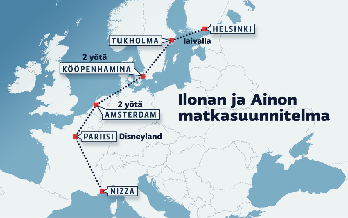 Interrail -suunnitelmakartta