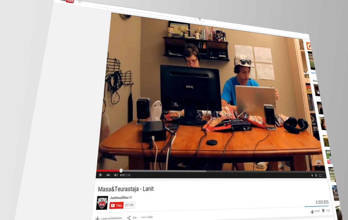 Kuvankaappaus YouTube-videosta "Masa&Teurastajat - Lanit".