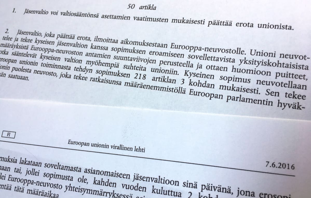Artikla 50 määrää EU:sta eroamisen menettelyn.