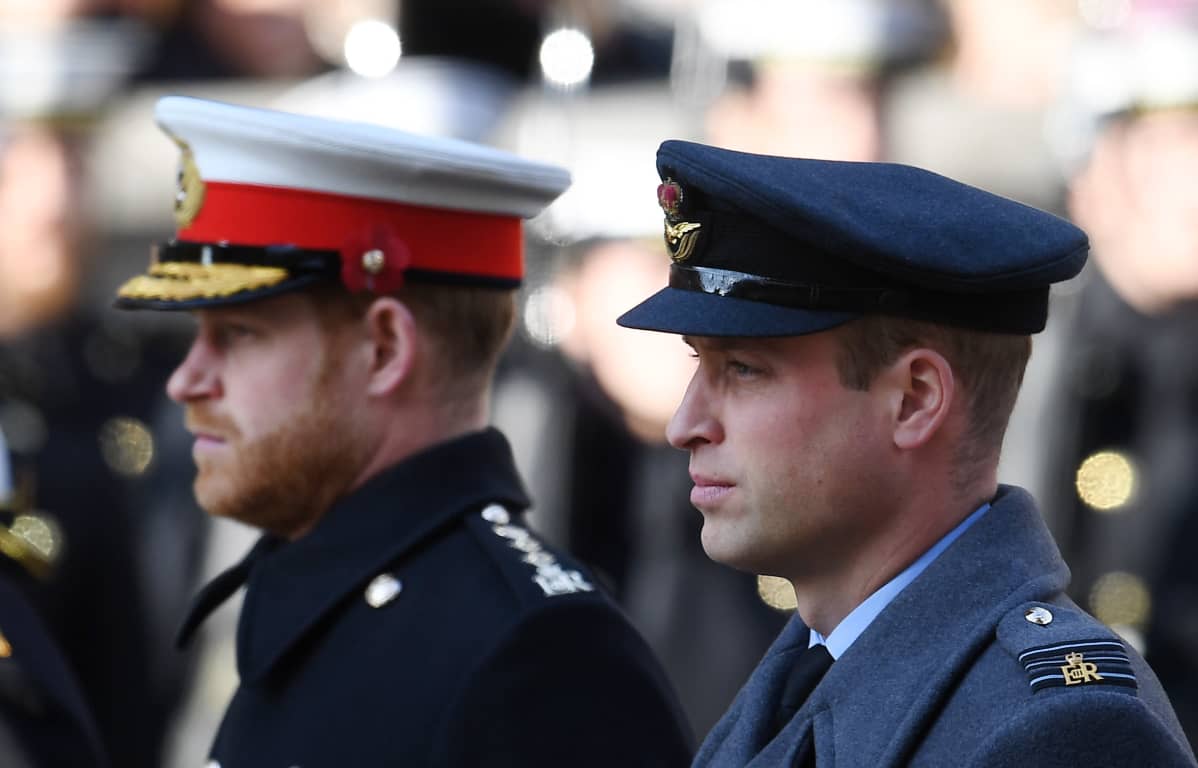 Vakavailmeiset prinssi Harry ja prinssi William rinnakkain.