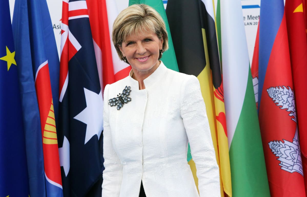 Australian ulkoministeri Julie Bishop ASEM-kokouksessa Milanossa vuonna 2014.