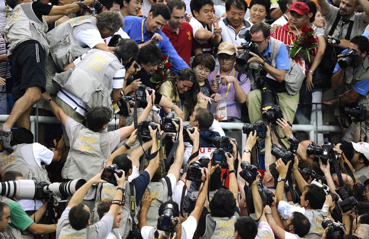 Michael Phelps Pekingin olympiakisoissa 2008.