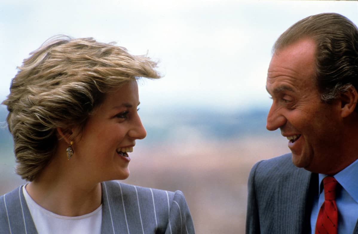 Prinsessa Diana ja kuningas Carlos Espanjassa huhtikuussa 1987.