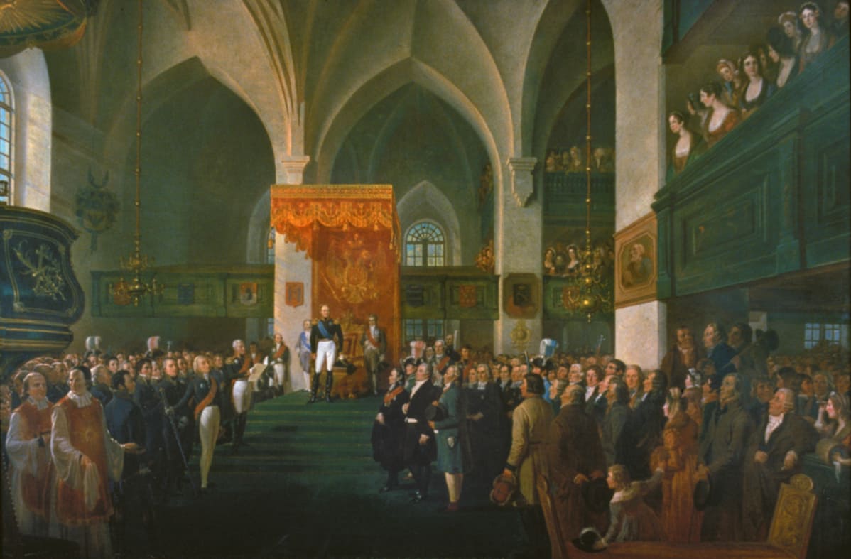 Emanuel Thelningin maalaus Porvoon valtiopäivien avajaiset vuodelta 1812