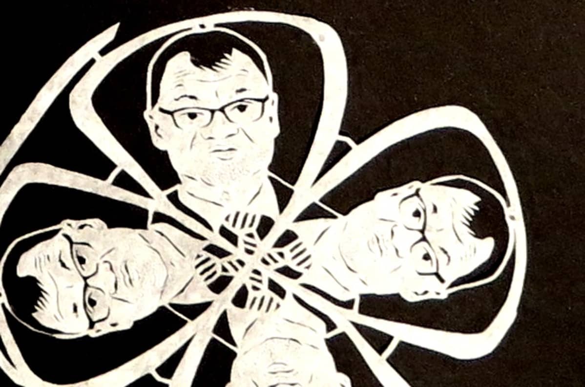 Silkkipaperiin leikattu keskustan puheenjohtaja Juha Sipilä.