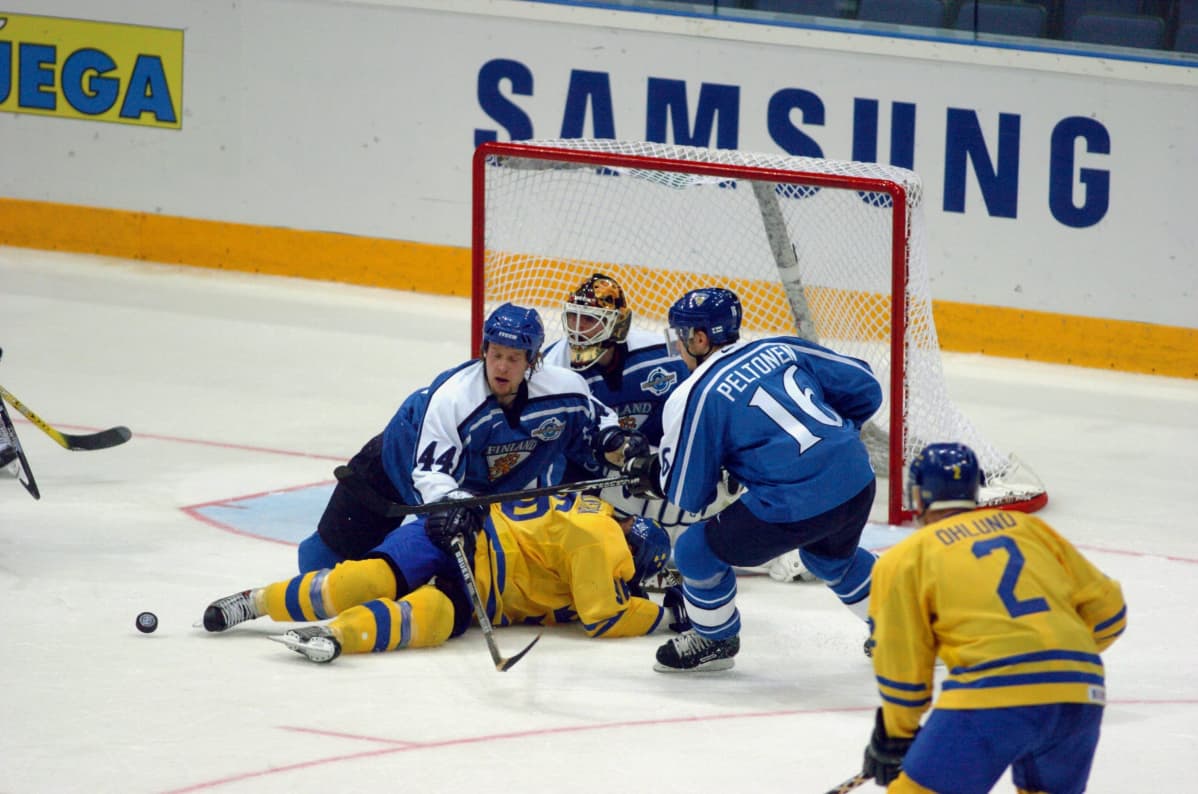 Janne Niinimaa ja Saku Koivu Ruotsia vastaan World Cup 2004