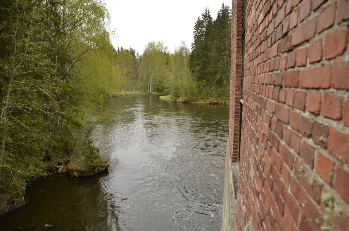 Kangaskosken voimalaitos alajuoksun suuntaa.