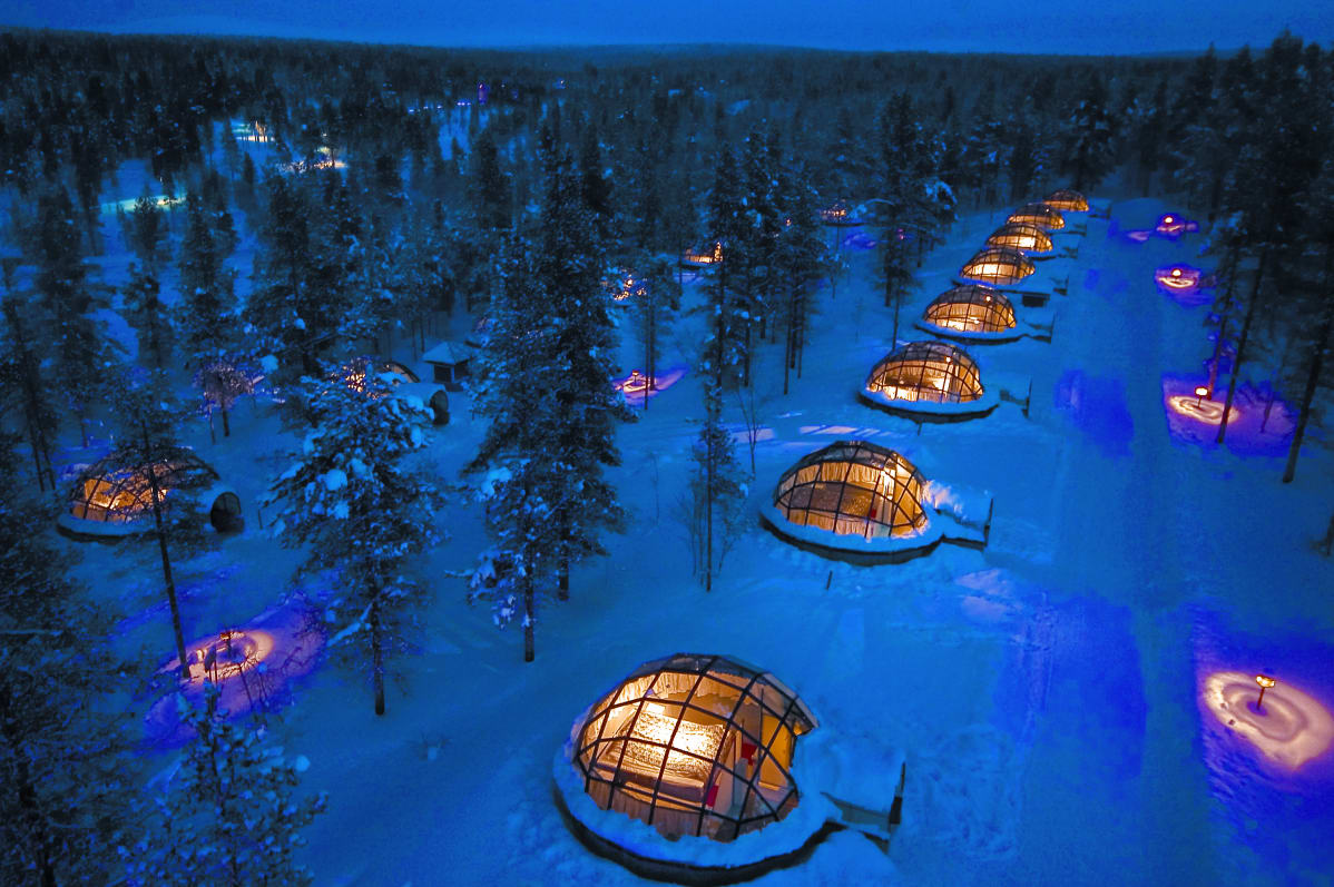 Kakslauttasen lasi-iglut, Saariselkä, Sodankylä,Lappi