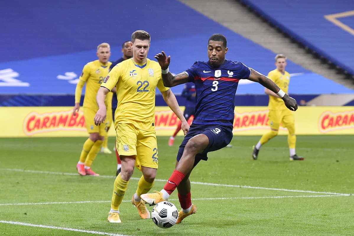 Ranska ja Ukraina MM-karsintaottelussa Pariisissa 24.3.2021.