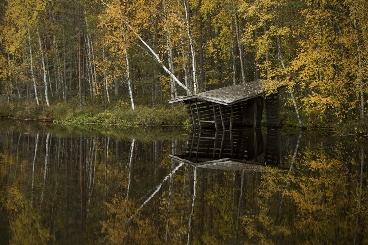 Ähtäri, venevaja lammen rannalla, kuvattu tämän vuoden syyskuussa