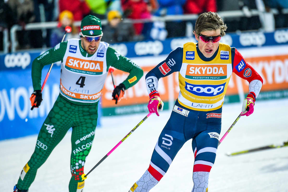 Federico Pellgrino (vas.) ja Johannes Hösflot Kläbo.