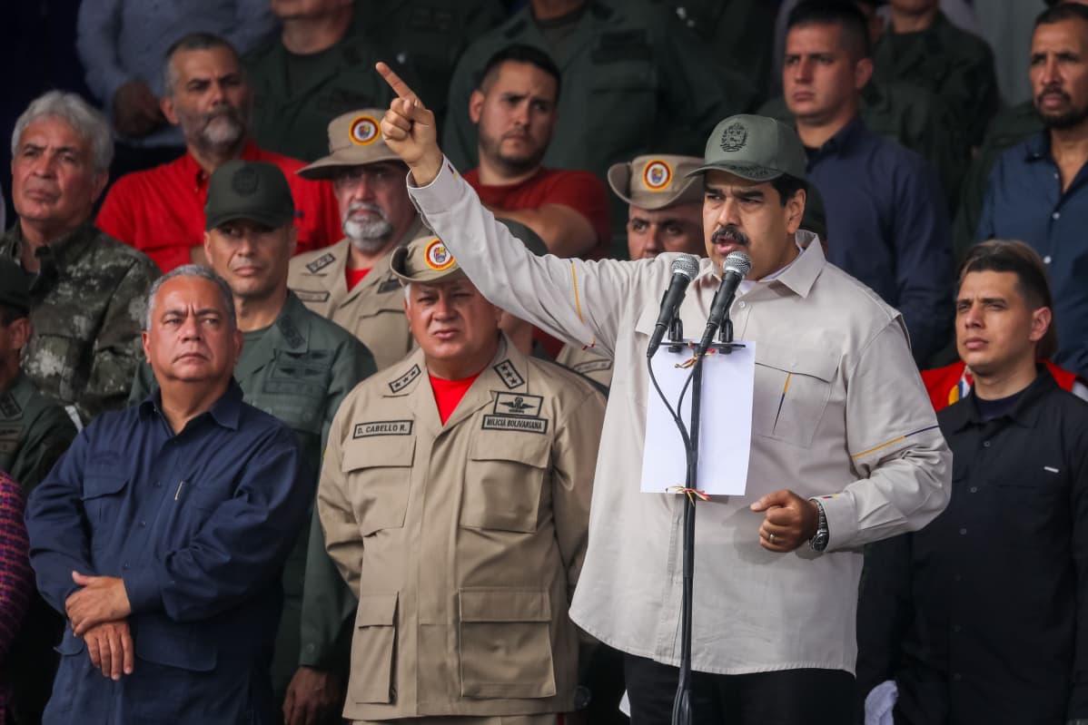 Venezuelan presidentti Nicolas Maduro puhui kannattajilleen lauantaina maan pääkaupungissa Caracasissa.