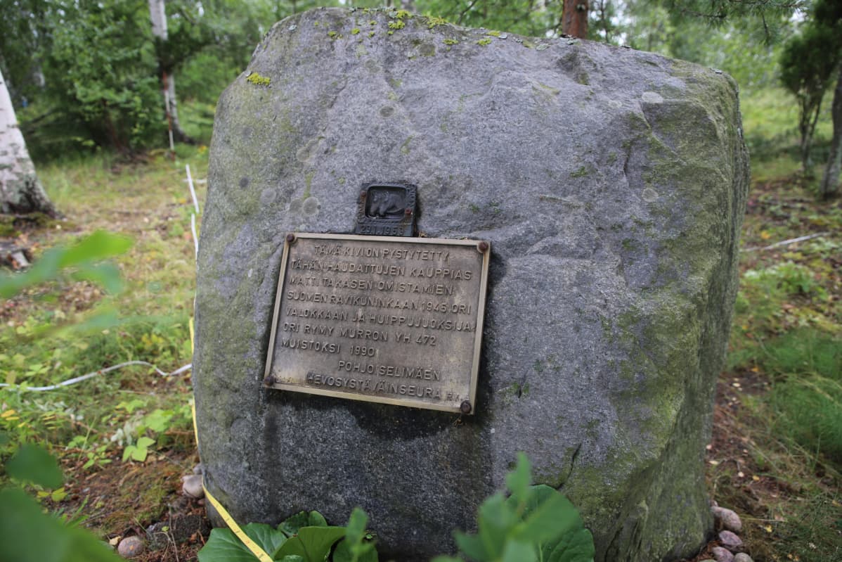 Korian hevoshaudan muistokivi