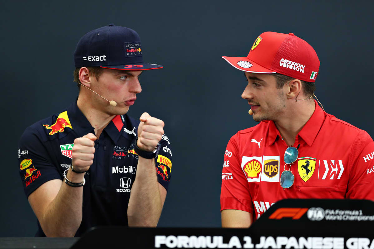 Max Verstappen, Charles Leclerc, mediatilaisuus Suzuka 2019