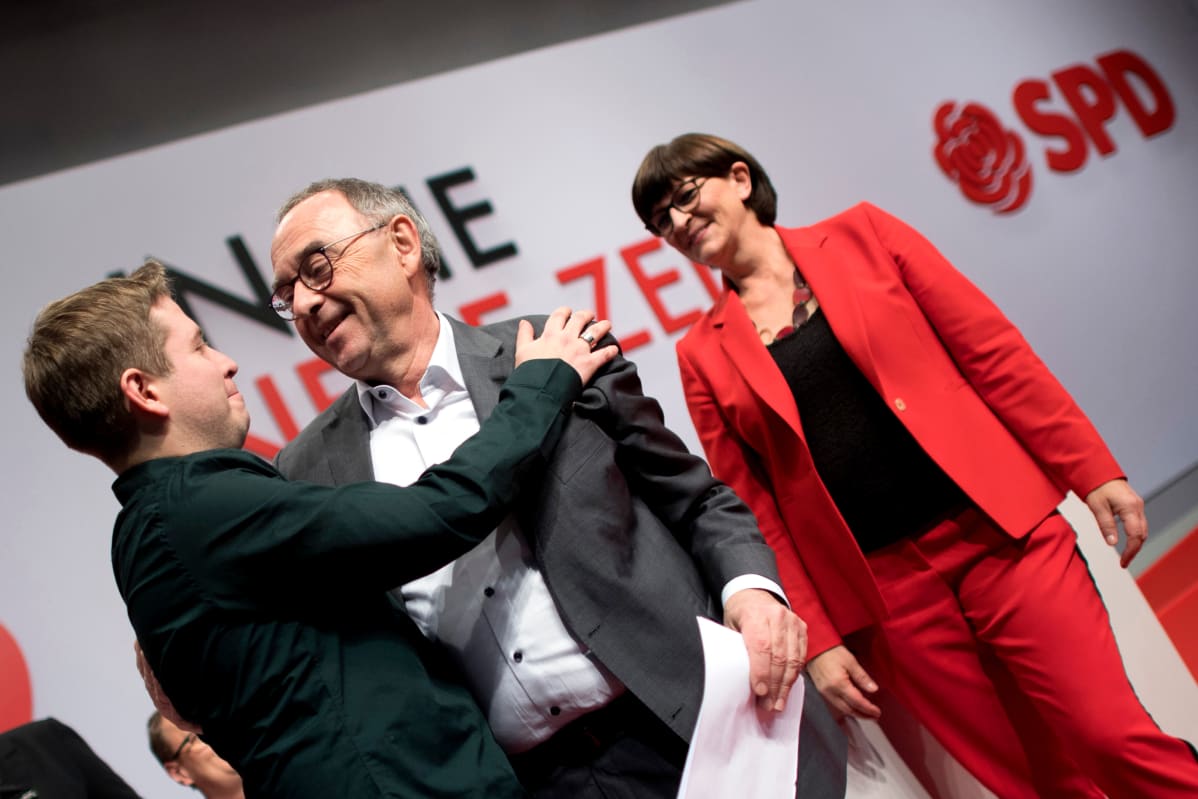 Kevin Kühnert, Norbert Walter-Borjans ja Saskia Esken
