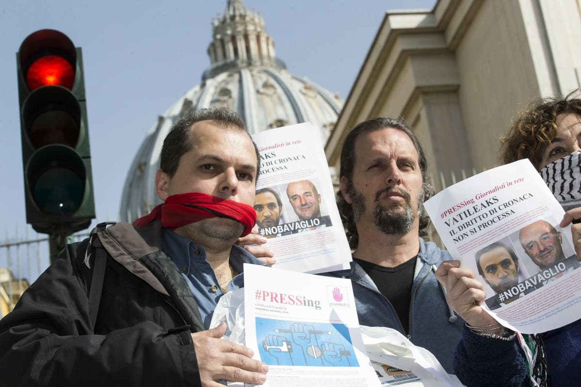 Italian journalistiliitto FNSI:n mielenosoitus Roomassa.