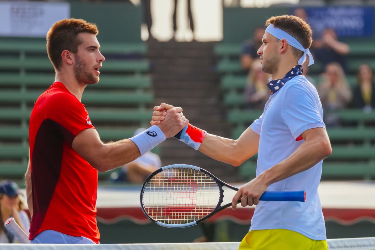 Borna Coric ja Grigor Dimitrov tammikuussa 2020.