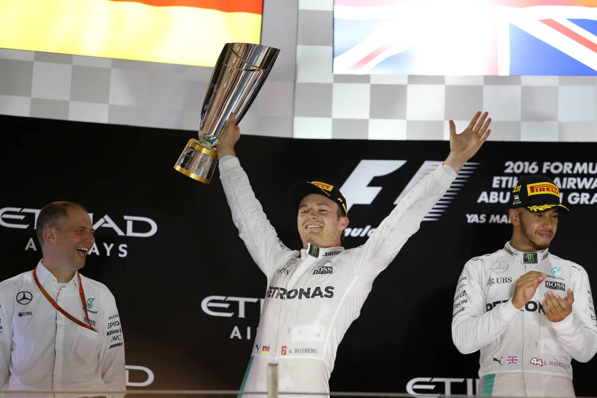Nico Rosberg juhli maailmanmestaruutta.