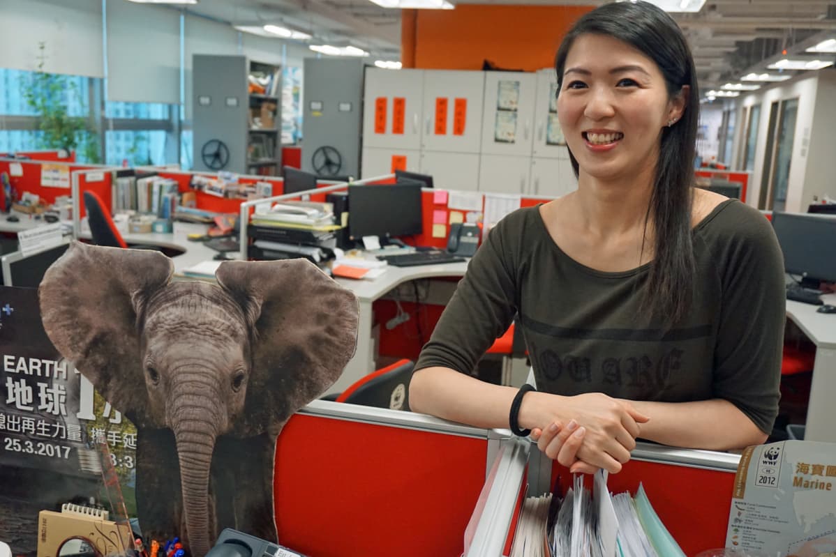 Hongkongin WWFn Cheryl Lo kehuu Manner-Kiinan päätöstä lopettaa norsunluukauppa vuoden loppuun mennessä.