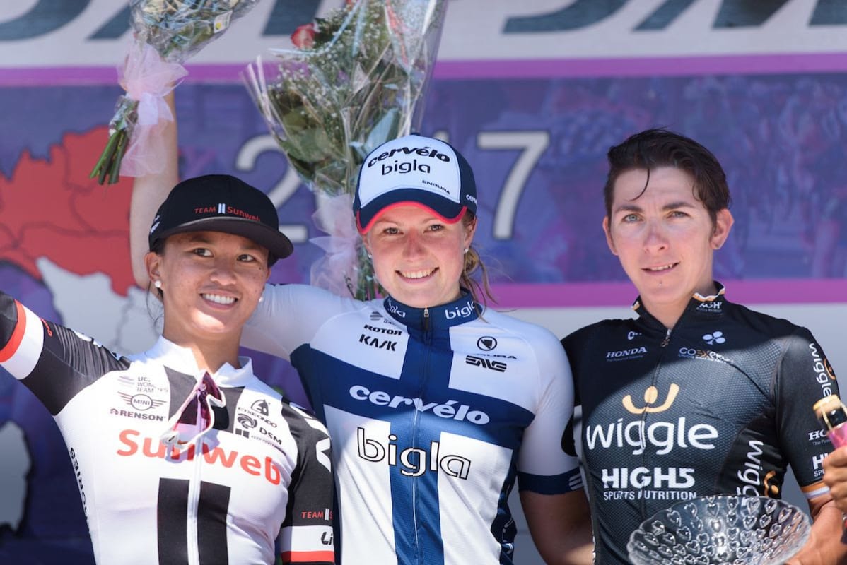 Coryn Rivera, Lotta Lepistö ja Giorgia Bronzini.
