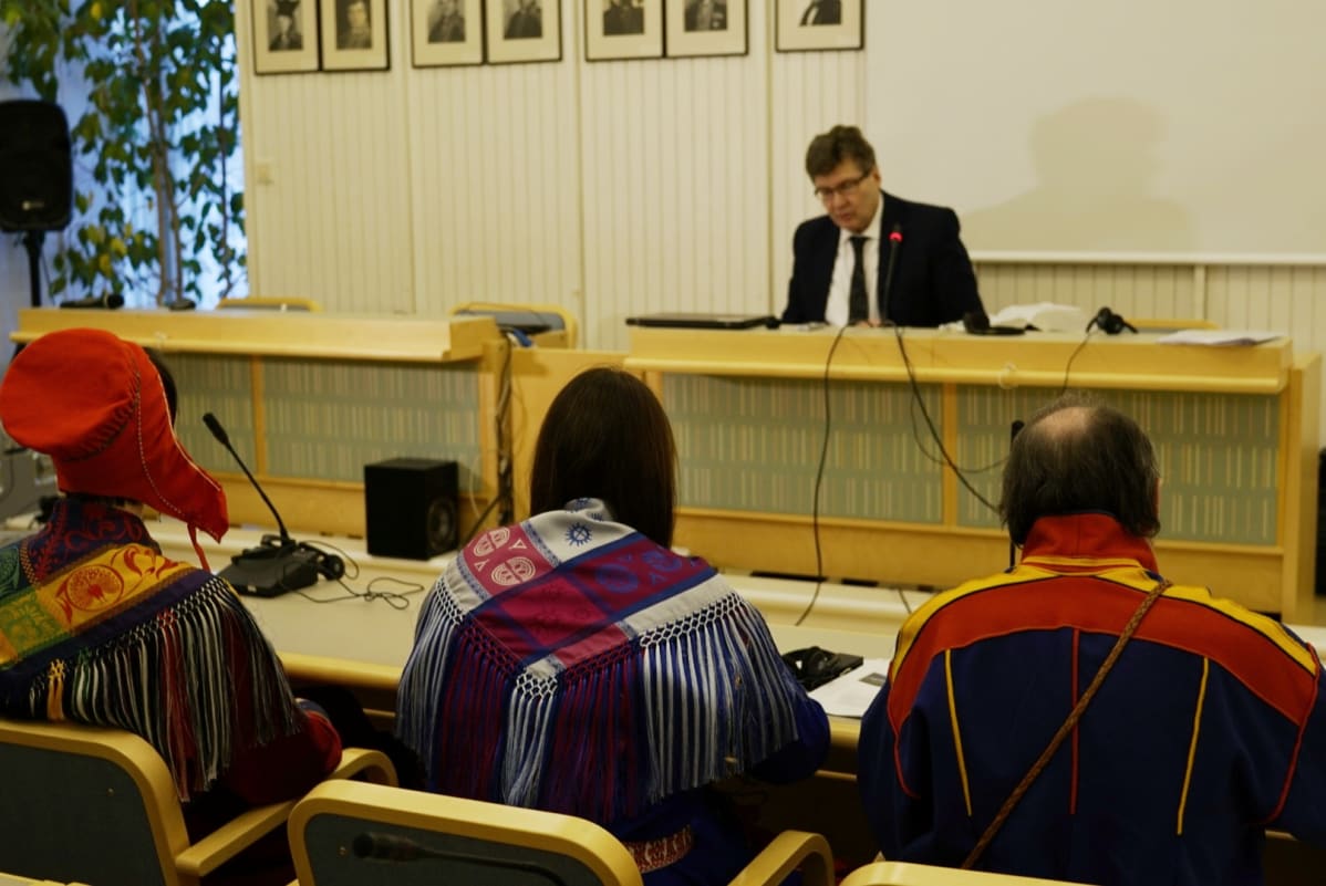 Kuva Tenon luvattoman pyynnin käräjistä Utsjoella 14.2.2019.