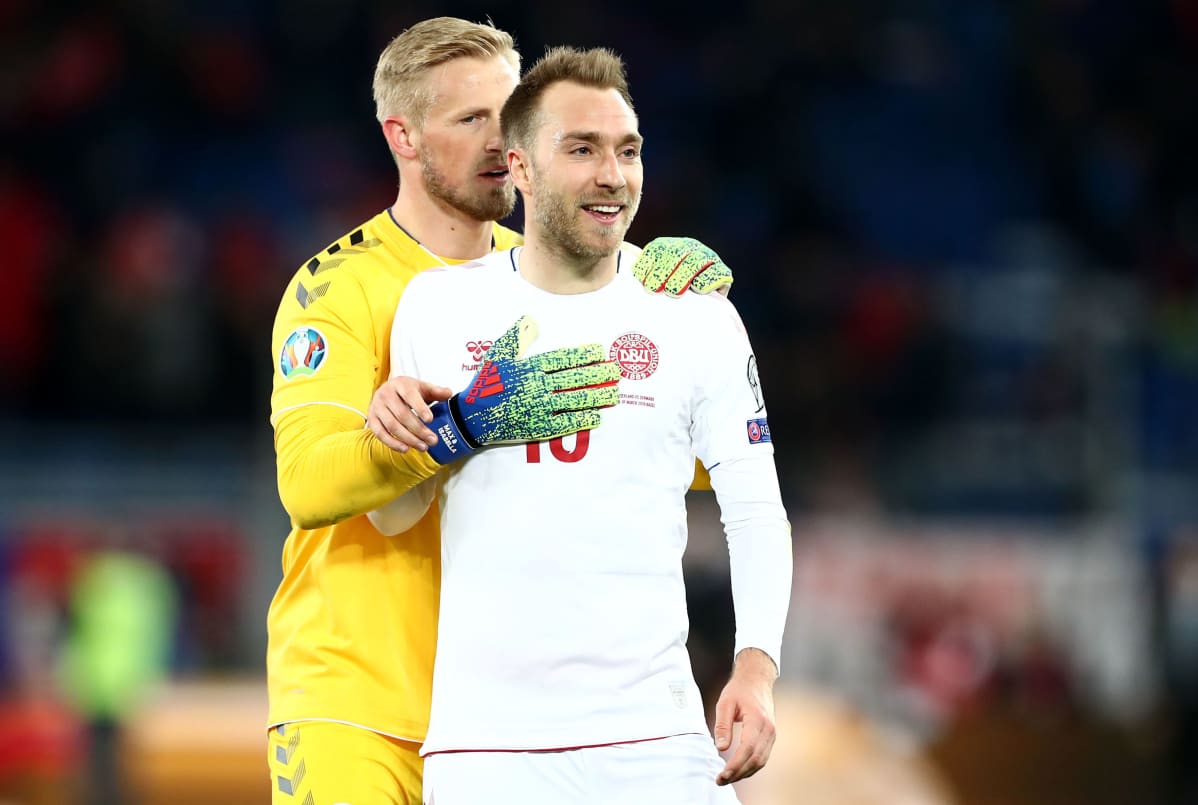 Kasper Schmeichel ja Christian Eriksen