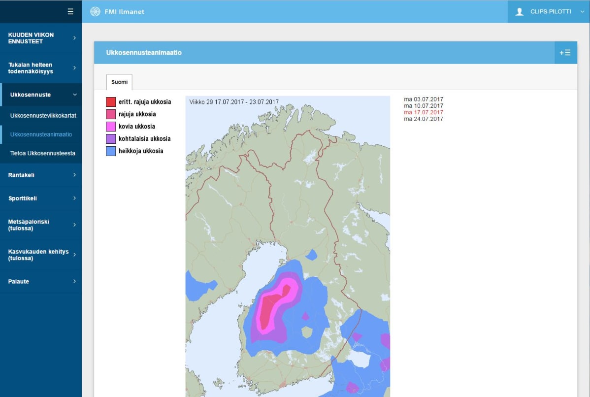 Ilmatieteenlaitos, kuuden viikon sääennuste